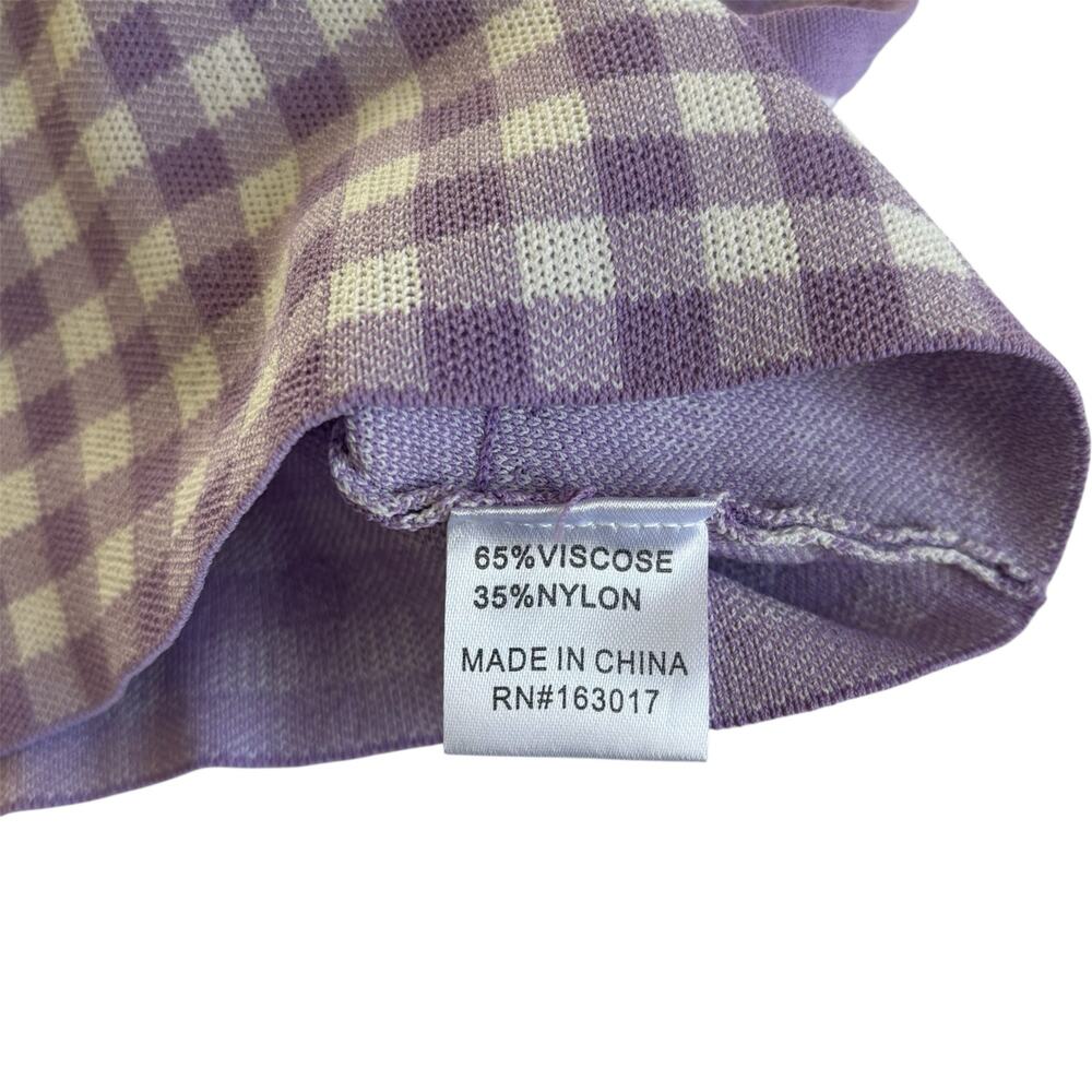 Princess Polly Lavender Purple/White Gingham Cropped Knit Top Women’s M/L - Picture 3 of 6